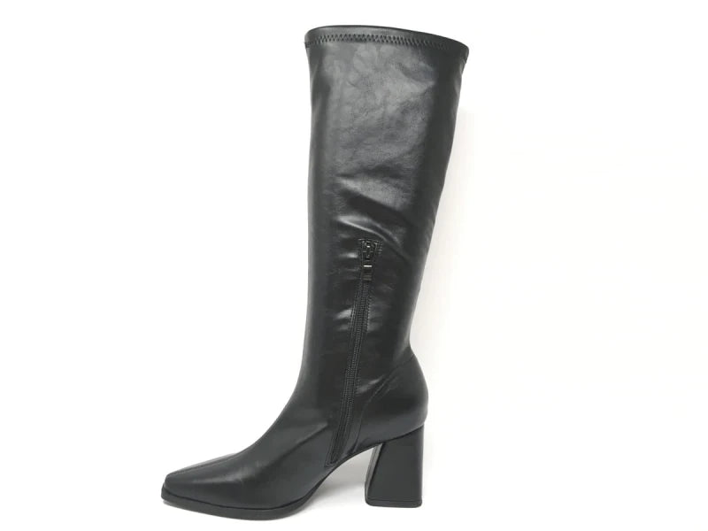 Bota Alta Tacón Ancho de Cuero