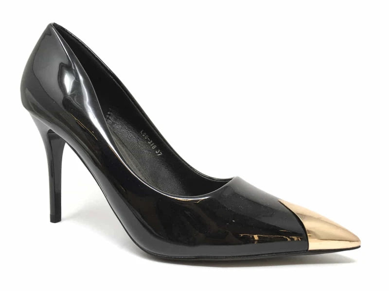 Zapato Salón Puntera Metálica Tacón Aguja