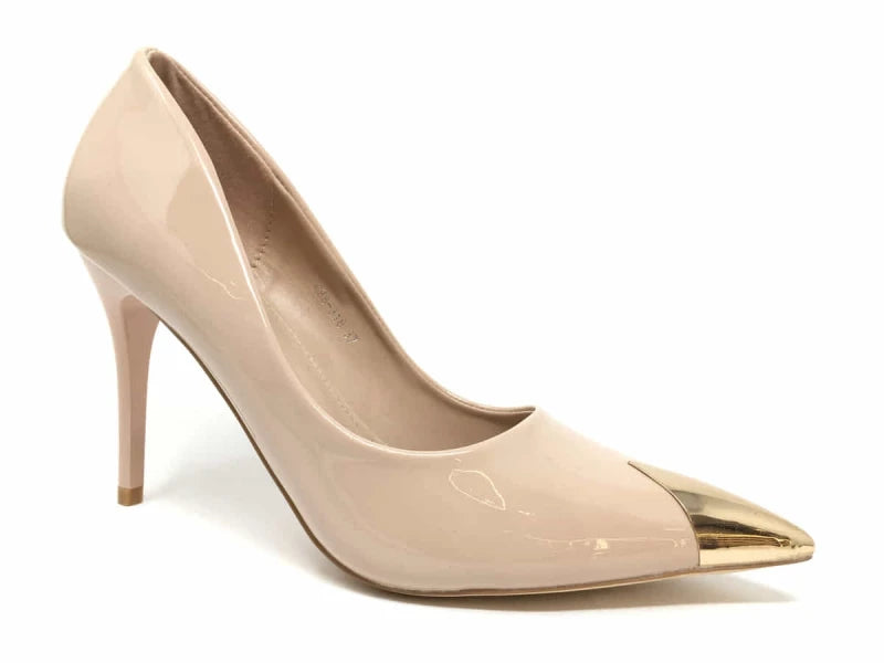 Zapato Salón Puntera Metálica Tacón Aguja