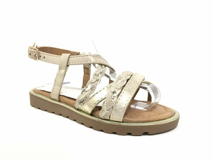 Sandalias Niña Tiras Trenzadas Dorado