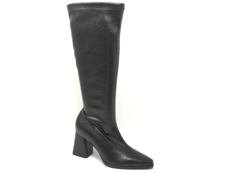 Bota Alta Tacón Ancho de Cuero