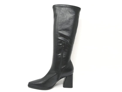 Bota Alta Tacón Ancho de Cuero