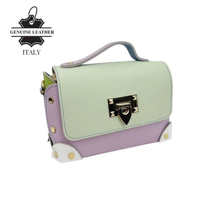 Bolso de Mano Multicolor Piel Italiana con Tachuelas