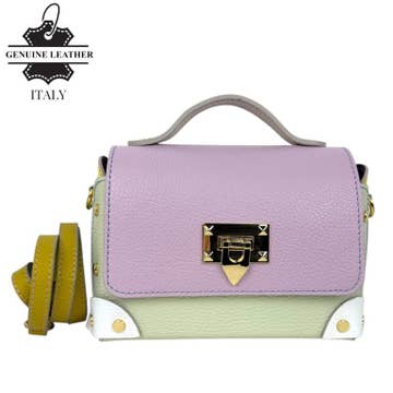 Bolso de Mano Multicolor Piel Italiana con Tachuelas