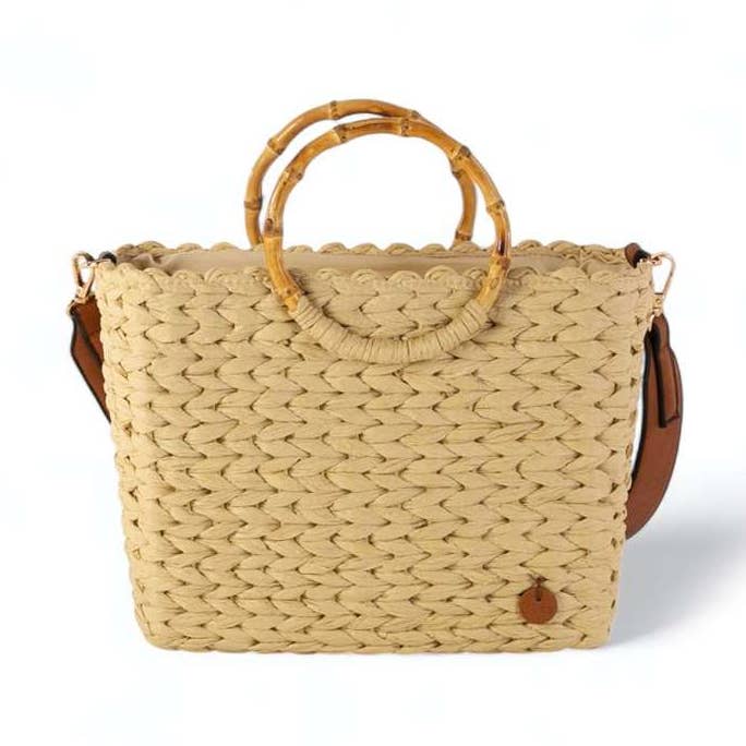 Bolso de Mano Fibra Natural Con Cremallera